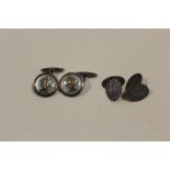 TWO PAIRS OF SILVER CUFFLINKS