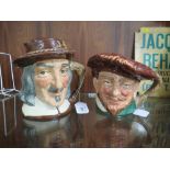 ROYAL DOULTON CHARACTER JUG - IZAAK WALTON D6404, H 18 cm AND TWO ROYAL DOULTON CHARACTER JUGS -