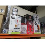 A QUANTITY OF BOXED ELECTRICALS TO INCLUDE A COFFEE MACHINE, HOOVER SPEAKERS ETC