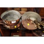 A QUANTITY OF COPPER SAUCEPANS