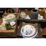 THREE TRAYS OF ASSORTED CERAMICS TO INCLUDE CABINET PLATES
