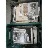 TWO BOXES OF BLACK AND WHITE PHOTOGRAPHS ETC.