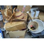 A QUANTITY OF WICKERWARE,SPEAKERS ETC