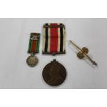 A 1939 LONG SERVICE MEDAL A/F, TOGETHER WITH A MINIATURE EXAMPLE ETC.