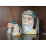 THREE GRADUATING ROYAL DOULTON CHARACTER JUGS - ROBINSON CRUSOE, consisting of small D6546, medium