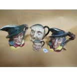 TWO ROYAL DOULTON CHARACTER JUGS - RIP VAN WINKLE, both large D6403, H 18 cm AND TWO ROYAL DOULTON