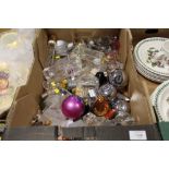 A TRAY OF EMPTY PERFUME BOTTLES