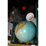 A TRAY OF ASSORTED SUNDRIES TO INCLUDE A GLOBE