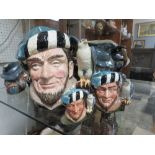 THREE GRADUATING ROYAL DOULTON CHARACTER JUGS - THE FALCONER, consisting of small D6547, medium