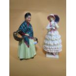 A ROYAL DOULTON 'THE ORANGE LADY' HN1953 TOGETHER WITH 'HELEN' HN1509 A/F (2)