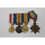 A GROUP OF THREE WWI MINIATURE MEDALS AND A MINIATURE MONS STAR (4)
