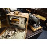 A CASED VINTAGE JONES SEWING MACHINE TOGETHER WITH A CRESTA EXAMPLE