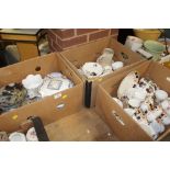 THREE BOXES OF ASSORTED CHINA AND CERAMICS TO INCLUDE A LARGE TUREEN, COLLECTORS PLATES ETC.