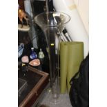 A VERY LARGE GLASS FLUTED VASE HEIGHT - 100CM