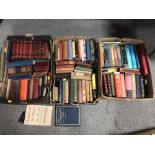THREE TRAYS OF VINTAGE BOOKS TO INCLUDE POETRY, SHAKESPEARE AND GUIDE BOOKS