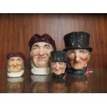 TWO ROYAL DOULTON CHARACTER JUGS - JOHN PEEL, consisting of medium and large, H 16.5 cm AND TWO