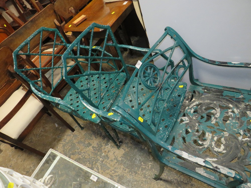 A PAIR OF CAST ALUMINIUM CHAIRS TOGETHER WITH ANOTHER (3) - Image 2 of 3