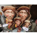 THREE GRADUATING ROYAL DOULTON CHARACTER JUGS - ARRY, consisting of small, medium and large, H 17 cm