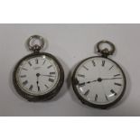 TWO VINTAGE SILVER CASED FOB WATCHES