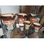 TWO ROYAL DOULTON CHARACTER JUGS - OLD CHARLEY, consisting of medium and large, H 16 cm AND THREE