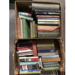 THREE BOXES OF VINTAGE BOOKS COMPRISING A BOX OF VARIOUS OLD BOOKS TO INCLUDE THRILLERS, STORIES AND