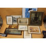 A QUANTITY OF FRAMED AND GLAZED WATERCOLOURS, PRINTS ETC (11)