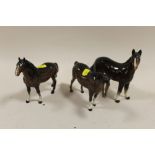 TWO BESWICK HORSE FIGURES, TOGETHER WITH ANOTHER (3)