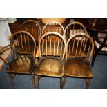 SIX ERCOL HOOP BACK DINING CHAIRS