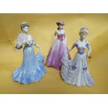 THREE MATTE FINISH COALPORT LADY FIGURES