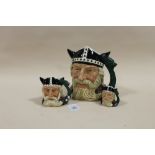 THREE GRADUATING ROYAL DOULTON CHARACTER JUGS - VIKING, consisting of small D6526, medium D6502