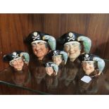 TWO MEDIUM ROYAL DOULTON CHARACTER JUGS - LONG JOHN SILVER, both D6386 but one large than the other,