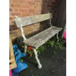 A WHITE PAINTED GARDEN BENCH IN THE STYLE OF COALBROOKDALE