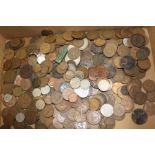 A BOX OF ASSORTED COINAGE ETC.