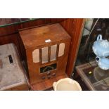 A VINTAGE WALNUT PYE RADIO