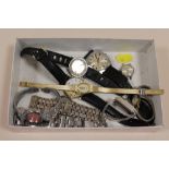 A SMALL BOX OF LADIES AND GENTS WRISTWATCHES TO INCLUDE A ROTARY EXAMPLE