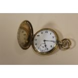 A VINTAGE ROLLED GOLD FULL HUNTER POCKET WATCH