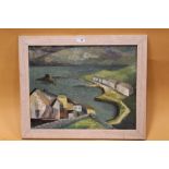 ATTRIBUTED TO DAVID HONE (b.1928). Irish school, impressionist stormy coastal harbour scene,