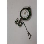 A VINTAGE LADIES SILVER AND ENAMEL PENDANT WATCH