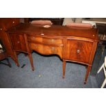 A MODERN MAHOGANY SERPENTINE FRONTED SIDEBOARD