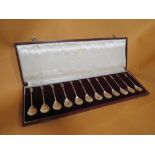 A CASED SET OF TWELVE HALLMARKED SILVER TICHBORNE SPOONS