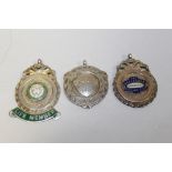 THREE HALLMARKED SILVER CYCLING INTEREST FOB MEDALS