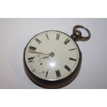 AN ANTIQUE SILVER CASED FUSEE POCKET WATCH