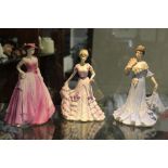 THREE MATTE FINISH COALPORT LADY FIGURES