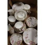 A TRAY OF VINTAGE FLORAL AYNSLEY CHINA