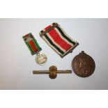 A 1939 LONG SERVICE MEDAL A/F, TOGETHER WITH A MINIATURE EXAMPLE ETC.