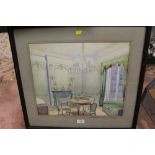 A FRAMED AND GLAZED WATERCOLOUR ENTITLED ARROWSMITH HALL BY C MUMFORD