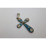 A VINTAGE FLORALLY ENAMELLED CROSS PENDANT