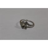 A 9 CARAT WHITE GOLD DRESS RING A/F SIZE -N APPROX WEIGHT - 2.2G