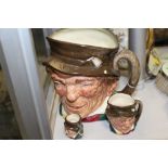 THREE GRADUATING ROYAL DOULTON CHARACTER JUGS - PADDY, consisting of miniature, small and large, H