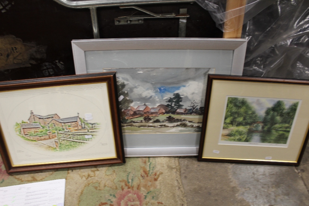 A FRAMED OIL ON CANVAS DEPICTING A TUDOR BUILDING, SIGNED A.S. PHILLIPS 1975, A FRAMED AND GLAZED